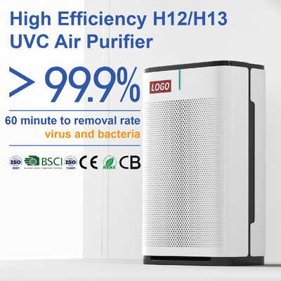 220V 120W UV HEPA এয়ার পিউরিফায়ার 600 বর্গফুট বড় রুম এয়ার ফিল্টার